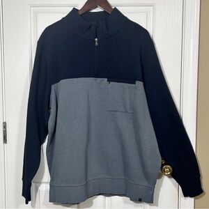 tasc Performance XXL Men's Quarter Zip Pullover Bamboo Cotton Navy Gray